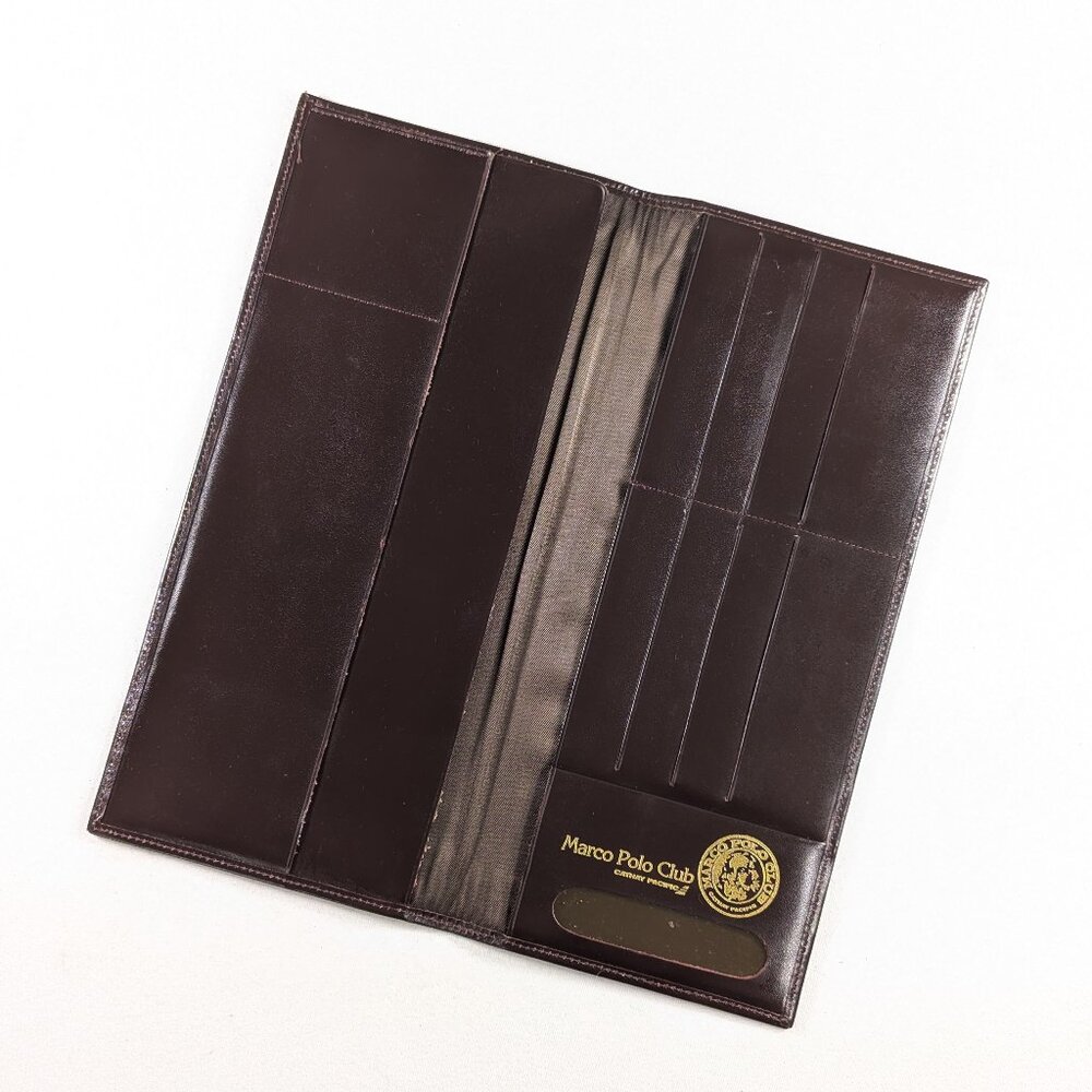 Vintage Marco Polo Club faux brown leather travel wallet for Cathay Pacific